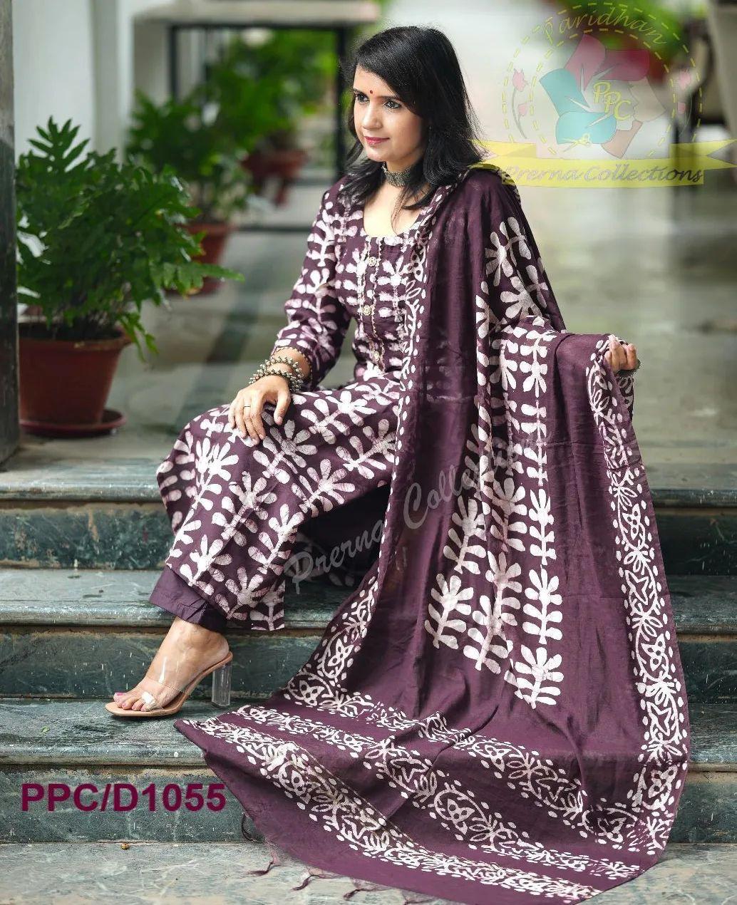 Pure fine reyon fabric with Hand wark  Kurti with Pant with cotton 100-100 Dupatta
