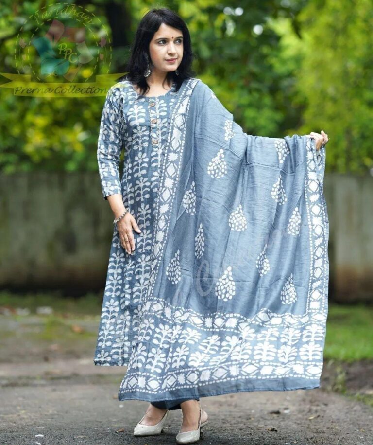 Pure fine reyon fabric with Hand wark  Kurti with Pant with cotton 100-100 Dupatta