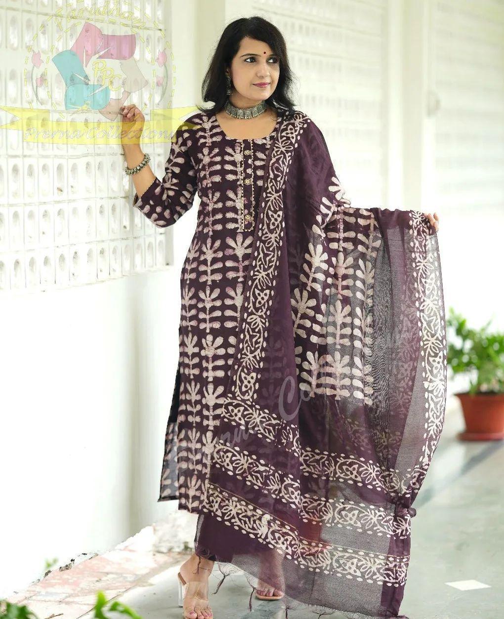 Pure fine reyon fabric with Hand wark  Kurti with Pant with cotton 100-100 Dupatta