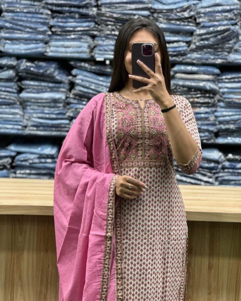 Beautiful  suit set which is decorated with finest handwork and prints.
