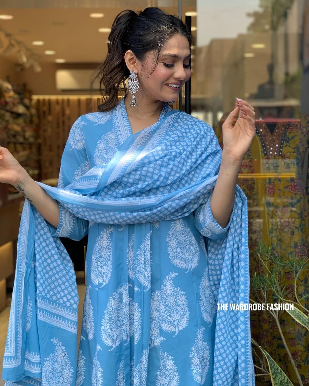 3 pcs Kuta set with Kurti and pant and dupatta