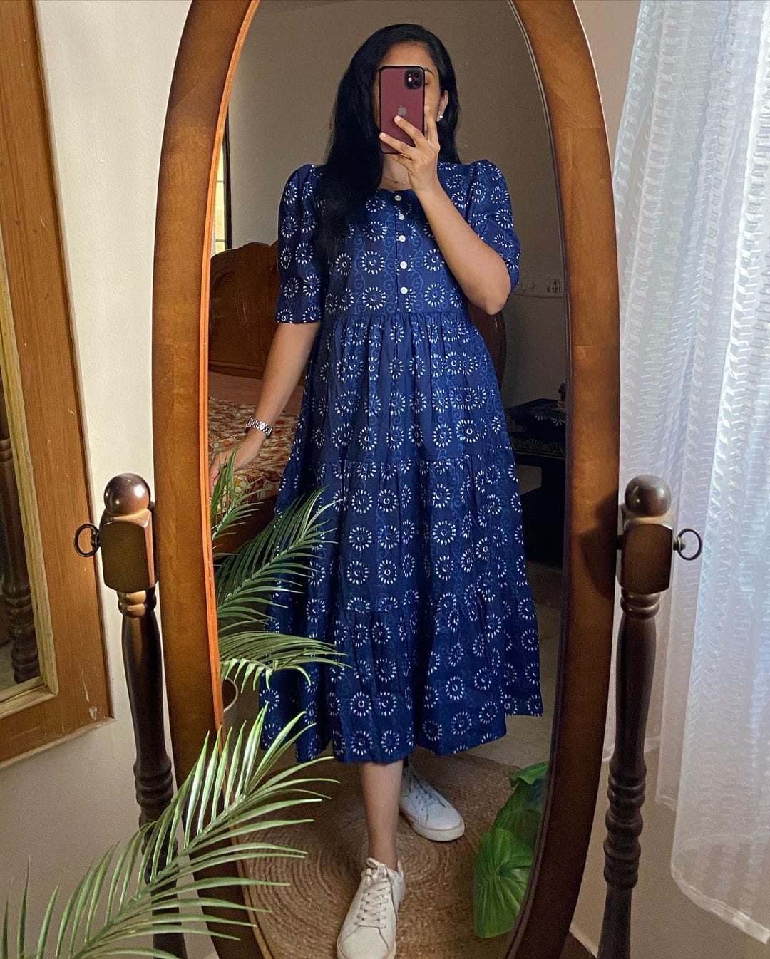 Beautiful ikkat print Cotton Full Flair Middy Gown