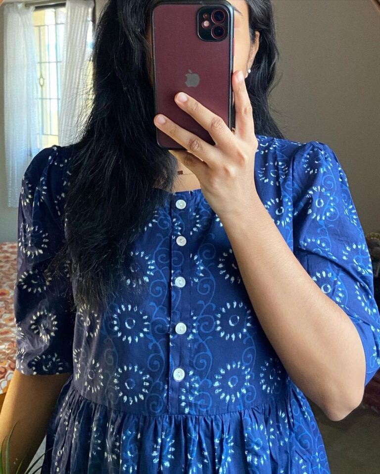 Beautiful ikkat print Cotton Full Flair Middy Gown