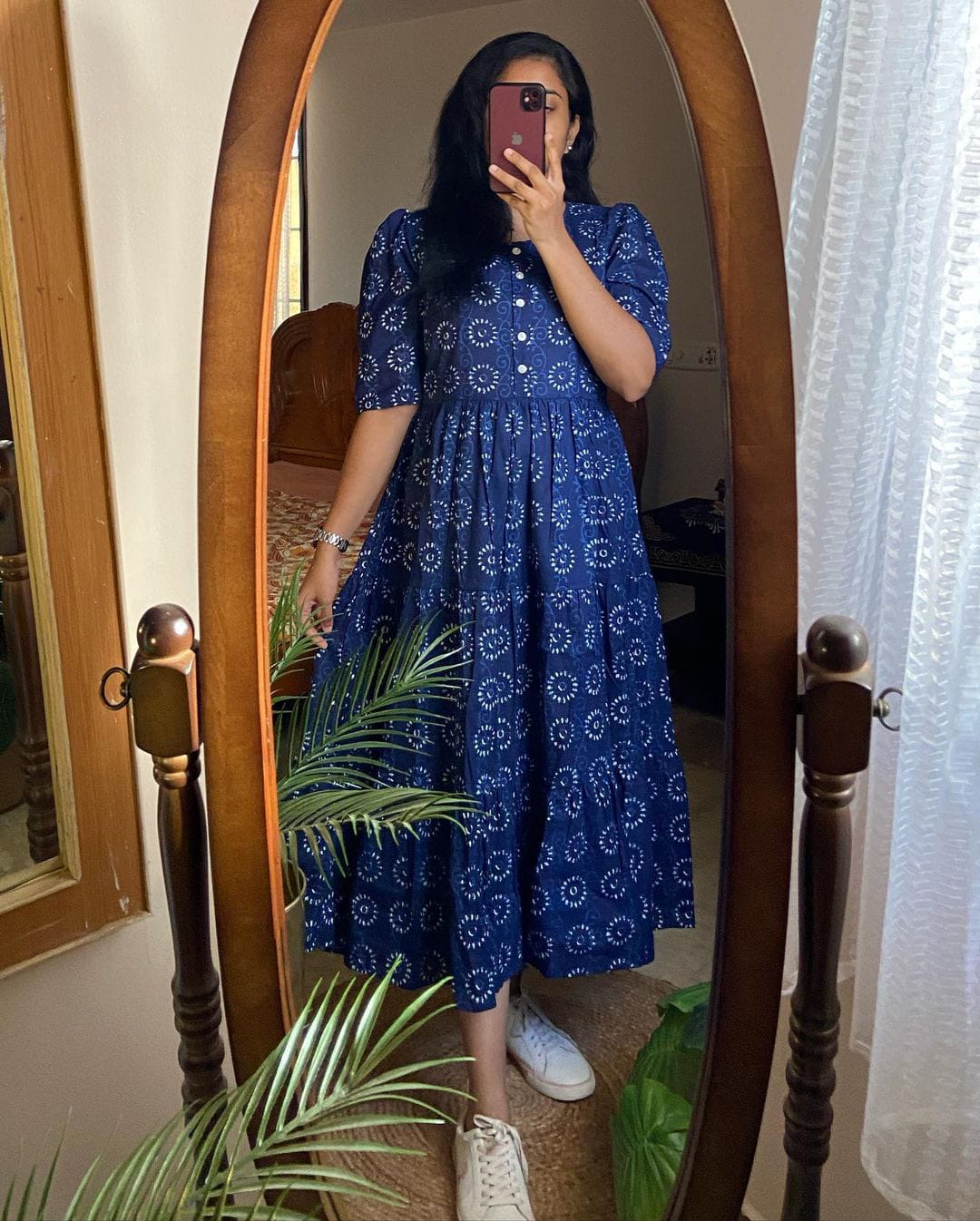 Beautiful ikkat print Cotton Full Flair Middy Gown