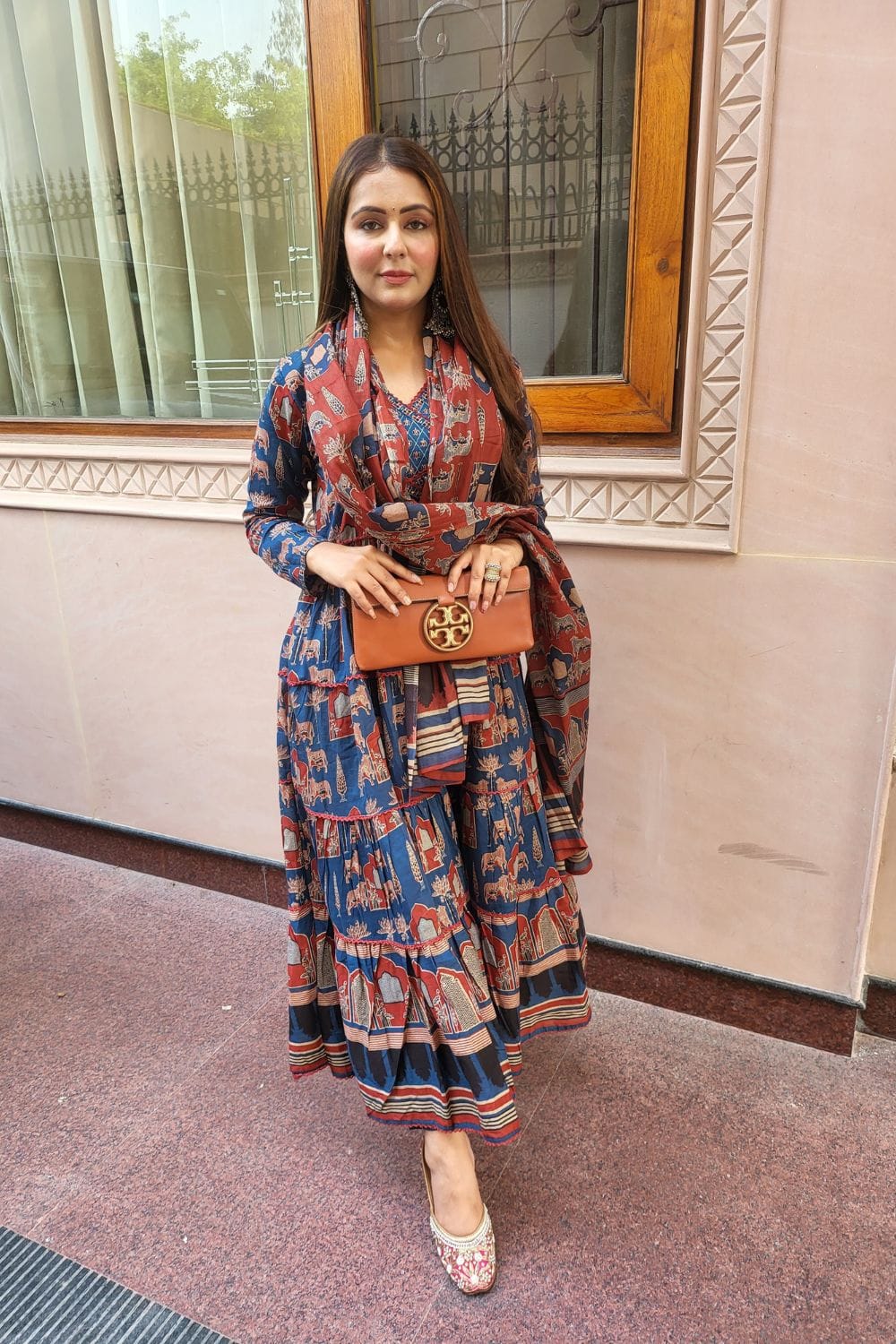 PURE COTTON AJRAKH PRINT ANARKALI KURTI WITH FULL FLAIR