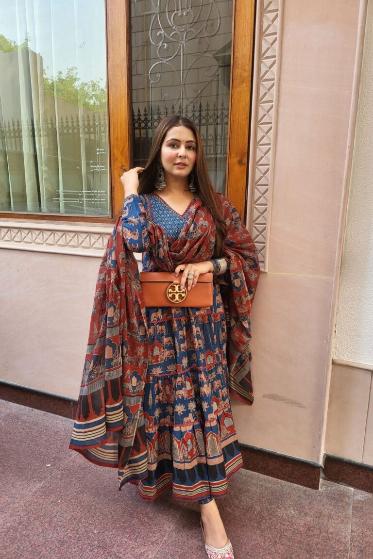 PURE COTTON AJRAKH PRINT ANARKALI KURTI WITH FULL FLAIR