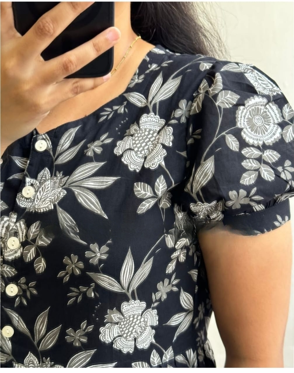 Beautiful  printed Lotus flower  cotton middi Gown dress