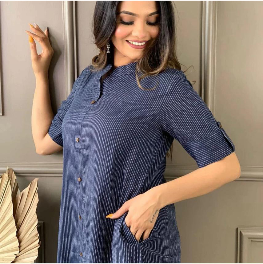 Co-ord set in Aline kurti pattern paired with Ankle length plazo