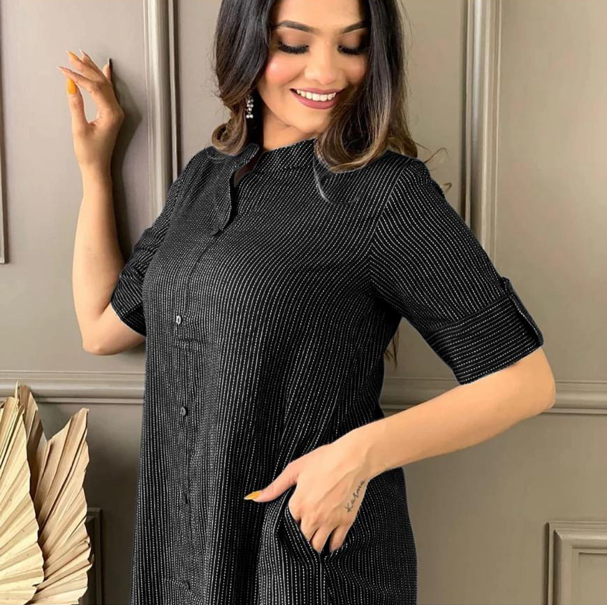 Co-ord set in Aline kurti pattern paired with Ankle length plazo