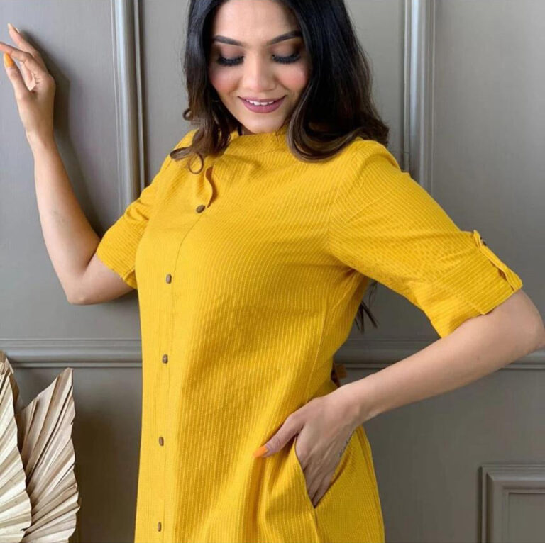 Co-ord set in Aline kurti pattern paired with Ankle length plazo