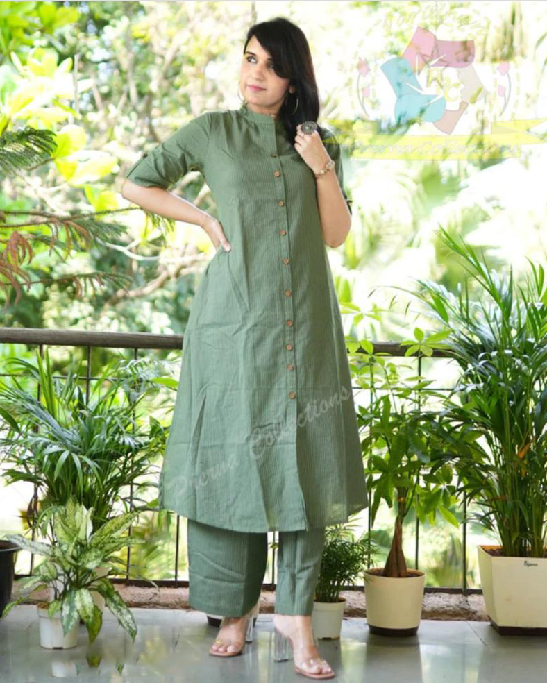 Co-ord set in Aline kurti pattern paired with Ankle length plazo