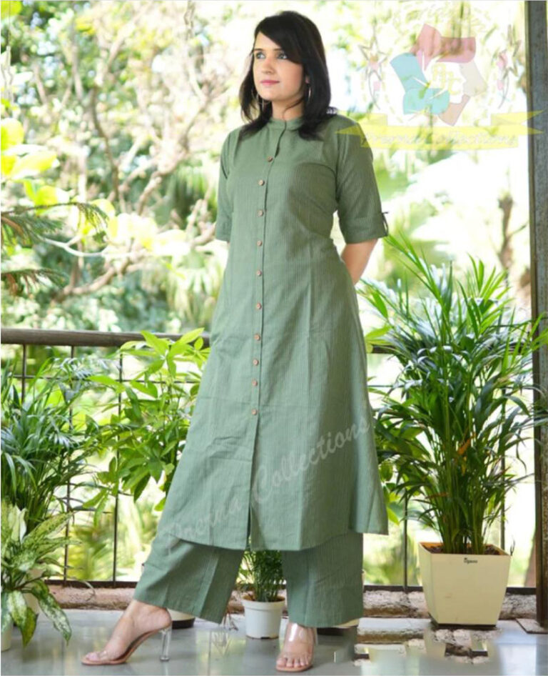 Co-ord set in Aline kurti pattern paired with Ankle length plazo