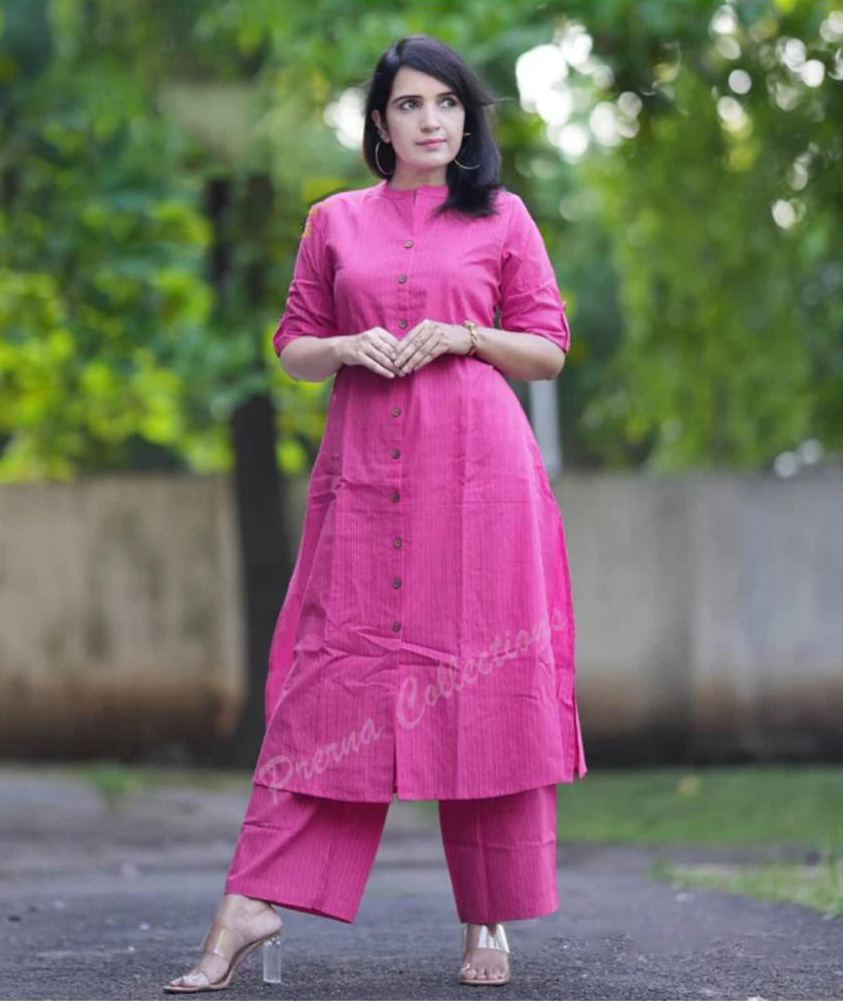 Co-ord set in Aline kurti pattern paired with Ankle length plazo