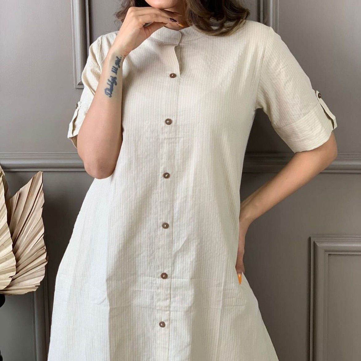 Co-ord set in Aline kurti pattern paired with Ankle length plazo