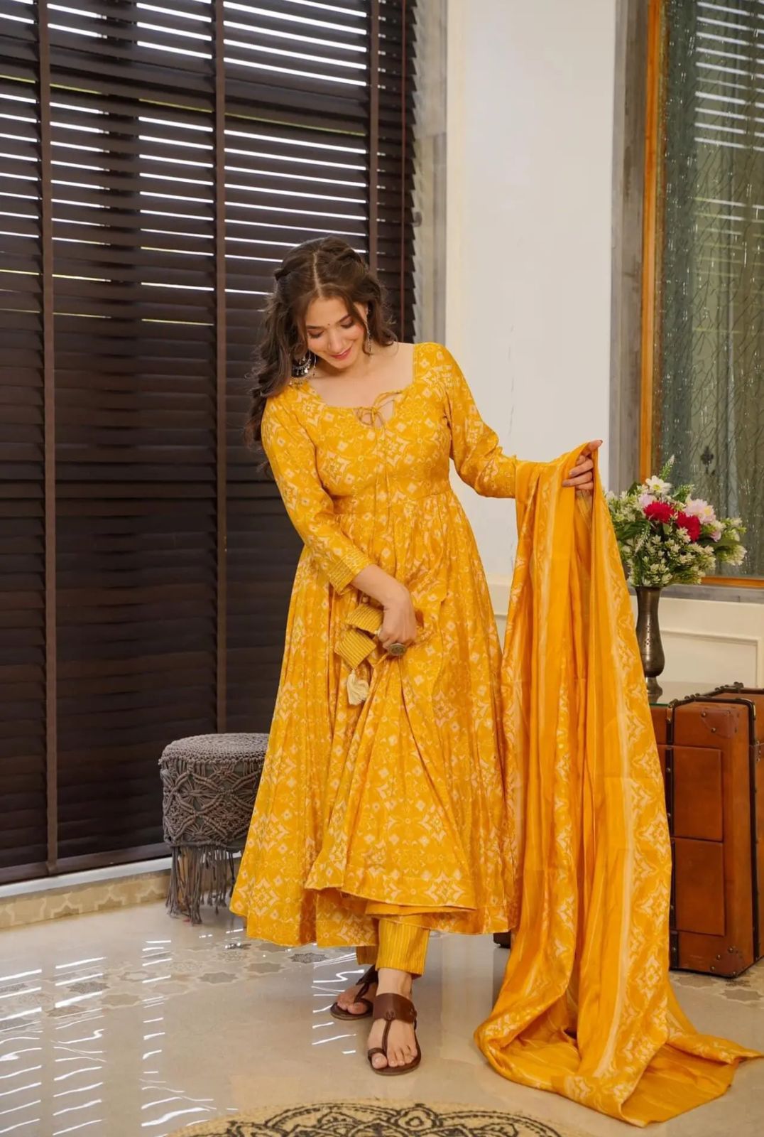 Women's printed cotton kurta & pant or dupatta set