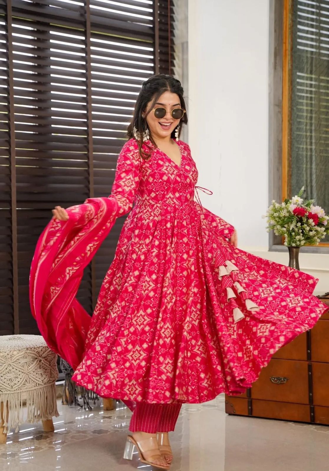 Women's printed cotton kurta & pant or dupatta set