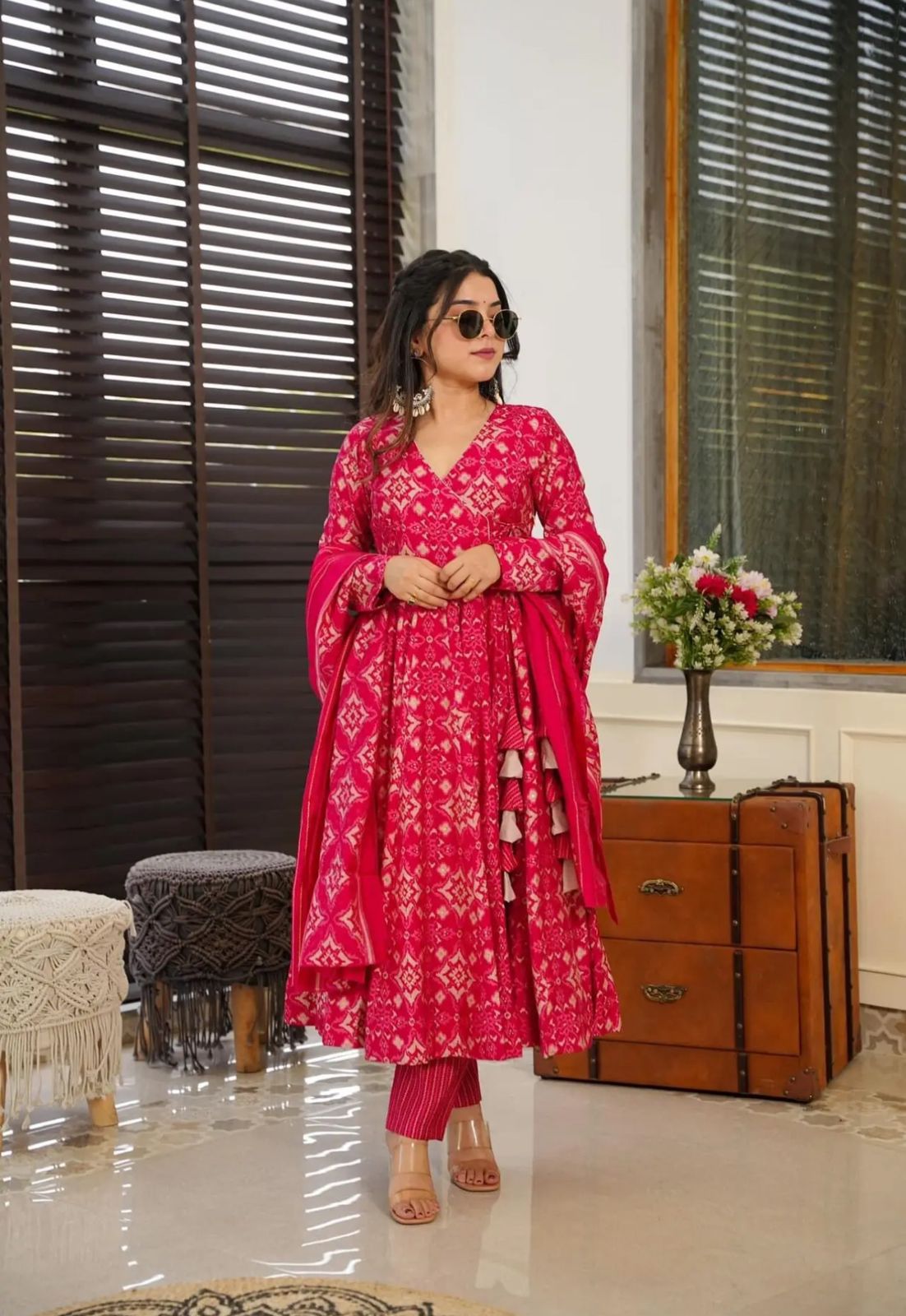 Women's printed cotton kurta & pant or dupatta set